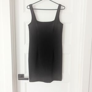 Black Sheath Mini Dress with Square Neck